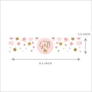 Andaz Press Blush Pink Gold Glitter Girl Baby Shower Party Collection, Water Bottle Label Stickers, 20-Pack