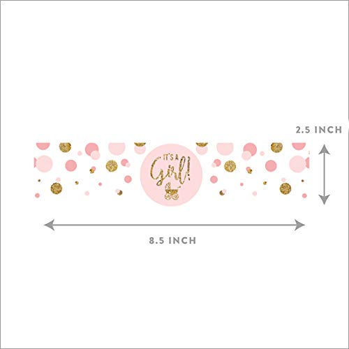 Andaz Press Blush Pink Gold Glitter Girl Baby Shower Party Collection, Water Bottle Label Stickers, 20-Pack