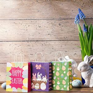 JOYIN 24 Pcs Easter Gift Bags Bunny Paper Bags with Handle for kids Easter Egg Hunts, Large Party Favors Candy Goodie Treat Bags Bulk Gift Wrapping