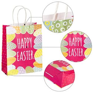 JOYIN 24 Pcs Easter Gift Bags Bunny Paper Bags with Handle for kids Easter Egg Hunts, Large Party Favors Candy Goodie Treat Bags Bulk Gift Wrapping