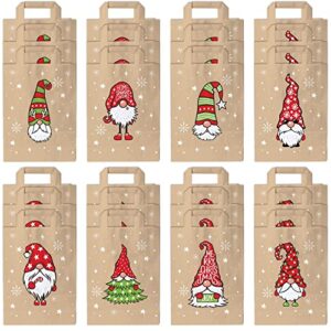 24 piece small christmas gift bags – brown gift bags with handles, durable kraft paper gift bag with christmas themes of funny, goofy elfs