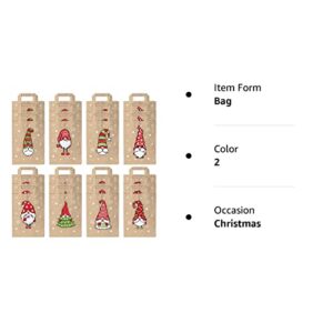 24 Piece Small Christmas Gift Bags - Brown Gift Bags with Handles, Durable Kraft Paper Gift Bag with Christmas Themes of Funny, Goofy Elfs