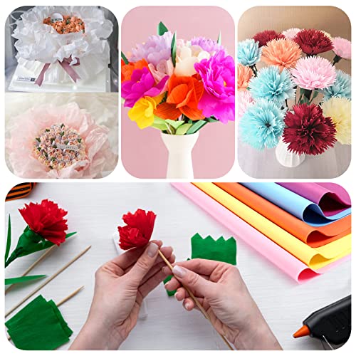 Encham 300pcs Tissue Paper Bulk for Gifts Wrapping Bags in 30 Colored, Art Decorative (8~'~'x11.5~'~') Crafts Pack Flowers Party Decorations Christmas Birthday Festivals, (K3010)