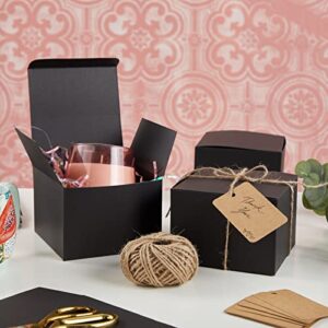 Stockroom Plus Black Paper Gift Boxes with Lids, Bulk Set with Twine and Gift Tags (5x5x3.5 In, 30 Pack)