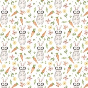 Stesha Party Bunny Rabbit Gift Wrapping Paper - Folded Flat 30 x 20 Inch (3 Sheets)