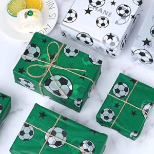 kavoc 100 sheets 20 x 14 inch soccer tissue paper football tissue wrapping paper sheets bulk for gift wrapping green football field tissue paper for birthdays party gift bag diy pompom confetti crafts