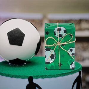 Kavoc 100 Sheets 20 x 14 Inch Soccer Tissue Paper Football Tissue wrapping paper sheets bulk for Gift Wrapping Green Football Field Tissue Paper for Birthdays Party Gift Bag DIY Pompom Confetti Crafts