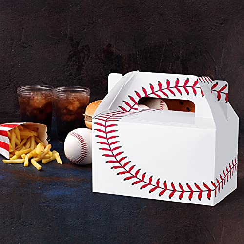 durony 6.2" Baseball Favor Boxes 24 PCS Cardboard Treat Boxes Baseball Sports Theme Party Gift Box Candy Snack Goodie Bags for Kids Adults Baby Shower Baseball Party Supplies