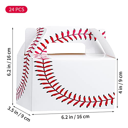 durony 6.2" Baseball Favor Boxes 24 PCS Cardboard Treat Boxes Baseball Sports Theme Party Gift Box Candy Snack Goodie Bags for Kids Adults Baby Shower Baseball Party Supplies