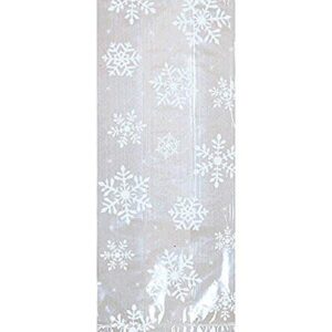 white snowflake cello party bags – 9 1/2″ x 4″, 20 pcs