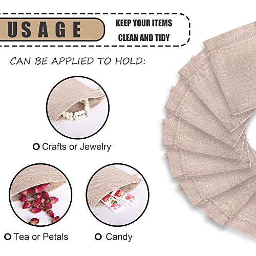Gudecor 50PCS Heavier Burlap Gift Bag with Drawstring, 5x7 inch Burlap Bags, Reusable Small Gift Drawstring Bags,Natural Linen Sacks Jute Bag for Wedding Favors Party DIY Craft Jewelry Pouch