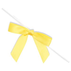 Yellow Satin Bow Twist Ties for Treat Bags (100 Pack)