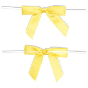 Yellow Satin Bow Twist Ties for Treat Bags (100 Pack)