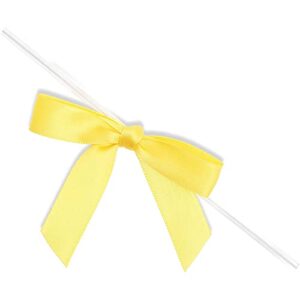 Yellow Satin Bow Twist Ties for Treat Bags (100 Pack)