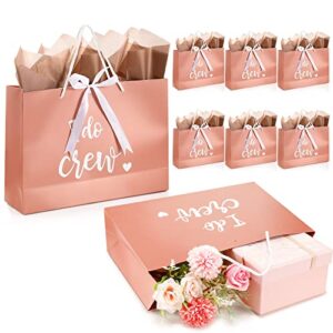 8 pcs bridesmaid gift bags i do crew wedding gifts bags with tissue paper ribbon for wedding day bachelorette party bridal party favor team bride bridal shower gift bag, rose gold