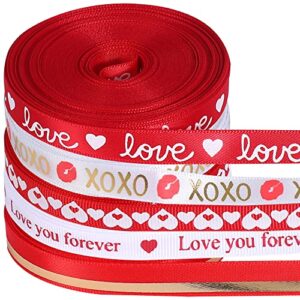 grosgrain valentine ribbon wired roll – 30 yards | red ribbon for valentines day ribbon thin | valentines ribbon for gift wrapping | valentines day ribbons for crafts | red heart ribbon for crafts