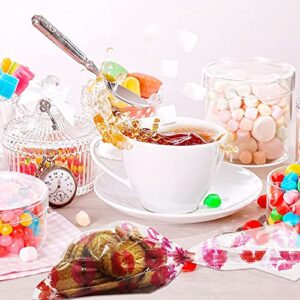 Hying 150 PCS Happy Valentine's Day Cellophane Bags with Twist Ties for Gifts, Love Heart Kiss Cello Treat Bages Valentines Treat Bags for Cookie Candy Goodies Wrapping Supplies