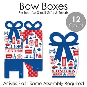 Big Dot of Happiness Cheerio, London - Square Favor Gift Boxes - British UK Party Bow Boxes - Set of 12