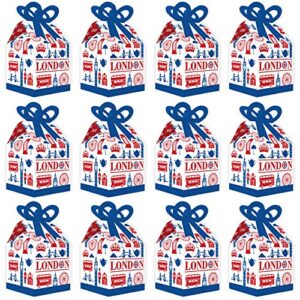 Big Dot of Happiness Cheerio, London - Square Favor Gift Boxes - British UK Party Bow Boxes - Set of 12