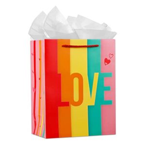 d4dream love gift bag for valentine’s day medium gift bag with tissue paper 11″ valentine’s day paper gift bags with handle gift bag with love design for valentines day anniversary, valentines day, grooms gift