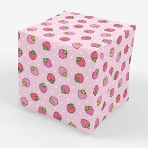 strawberry party gift wrapping paper – folded flat 30 x 20 inch (3 sheets)
