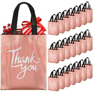 24 pcs bridesmaids gift bags bachelorette gift bags rose gold gift bags set, non woven reusable thank you gift 8″ x 4″ x 10″ party favor goodie bags with handles for wedding birthday party christmas