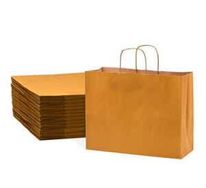 orange gift bags – 16x6x12 inch 50 pack kraft paper shopping bags with handles, large craft totes in bulk for boutiques, small business, retail stores, birthday parties, jewelry, merchandise