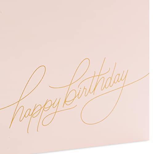 Hallmark Signature Studio 7" Medium Square Birthday Gift Bag with Tissue Paper (Blush Pink, Gold Foil "Happy Birthday") for Wife, Daughter, Sister, Aunt, Teen
