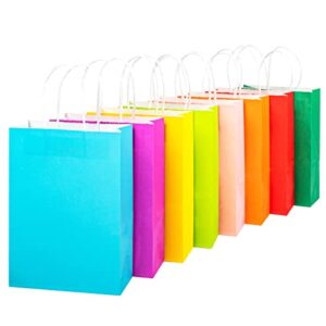 paicuike 24 pcs 8.3×3.15×5.9 inch, 8 colores kraft paper gift bag with handles bulk, goodie bags for birthday party favor bags & rainbow gift bags & gift wrap bags