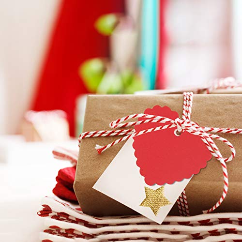 TUPARKA 200 PCS Red Valentine Gift Tags Kraft Paper Gift Tags Heart Shape Tags with Strings for Valentine's Day Party Decorations, Wedding Party Favors