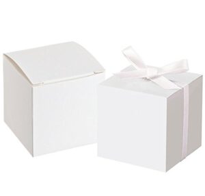 guihe 50pcs white gift boxes 2x2x2inch square wedding party favors gift boxes baby shower boxes supplies with burlap twine