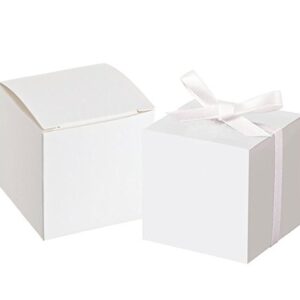 GuiHe 50pcs White Gift Boxes 2x2x2inch Square Wedding Party Favors Gift Boxes Baby Shower Boxes Supplies with Burlap Twine