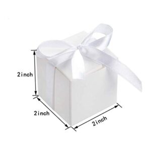 GuiHe 50pcs White Gift Boxes 2x2x2inch Square Wedding Party Favors Gift Boxes Baby Shower Boxes Supplies with Burlap Twine