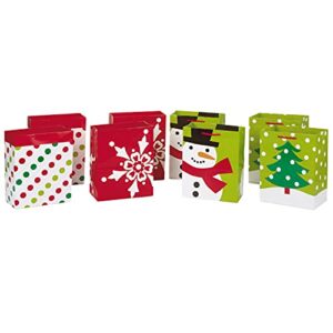 image arts 8″ medium christmas gift bags, polka dots (bulk pack of 8 holiday bags for classrooms, party favors, gift exchanges)
