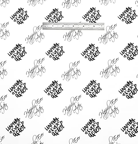 Happily Ever After Gift Wrapping Paper on White - 24"x10'