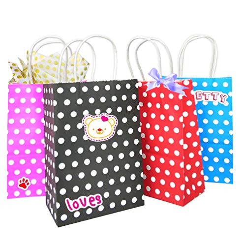 ADIDO EVA Small Polka Dot Paper Gift Bags with Handles Red and Black 8.2 x 6 x 3.1 In 25 PCS