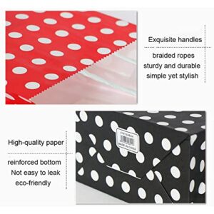 ADIDO EVA Small Polka Dot Paper Gift Bags with Handles Red and Black 8.2 x 6 x 3.1 In 25 PCS