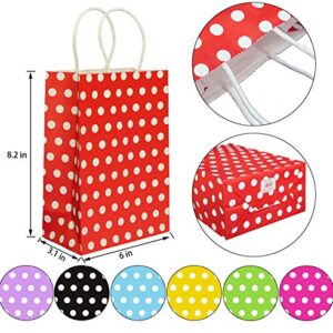 ADIDO EVA Small Polka Dot Paper Gift Bags with Handles Red and Black 8.2 x 6 x 3.1 In 25 PCS