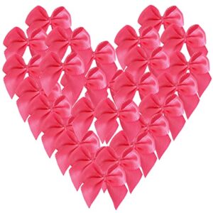 micomon 50pcs mini ribbon bows for crafts small hot pink bows christmas decoration embalishement scrapbooking(3/8″,hot.pink)