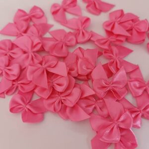 Micomon 50pcs Mini Ribbon Bows for Crafts Small Hot Pink Bows Christmas Decoration Embalishement Scrapbooking(3/8",Hot.Pink)