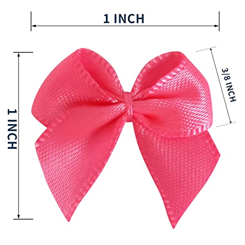 Micomon 50pcs Mini Ribbon Bows for Crafts Small Hot Pink Bows Christmas Decoration Embalishement Scrapbooking(3/8",Hot.Pink)