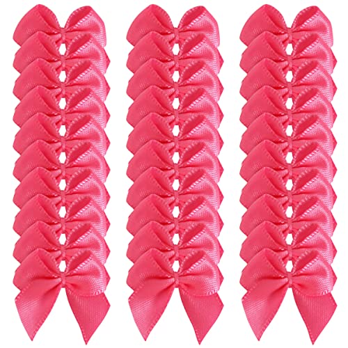 Micomon 50pcs Mini Ribbon Bows for Crafts Small Hot Pink Bows Christmas Decoration Embalishement Scrapbooking(3/8",Hot.Pink)