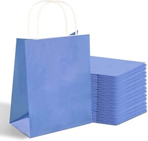 haiquan blue gift bags 50pcs 8 x 4.75 x 10 inchs paper gift bags medium size paper gift bags bulk for shopping, packaging, wedding, retail, party, recycled（blue）