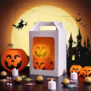 Dasofine Gift Bags with Window 12pcs, 7.1”×5.1”×9.8” Transparent Paper Bag, Paper Gift Bags with Handles for Halloween, Bridal Shower, Party