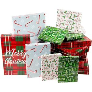 juvale 24 pack christmas boxes for gifts with lids for presents, empty wrap in 4 designs (3 sizes)