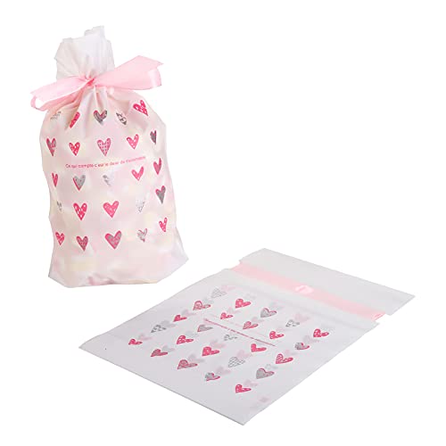 Tebery 100 Pack Plastic Treat Bags Party Favor Bags, Drawstring Gift Bags Candy Cookie Goodies Bag, Gift Wrapping Package for Christmas Wedding Party Birthday Engagement Holiday