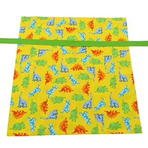 VZWraps Dinosaurs Reusable Fabric Gift Bag for Birthday, Baby Shower or Any Occasion (Yellow, Medium 17 Inches Wide by 18 Inches High)