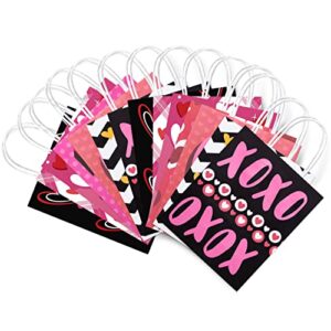 JOYIN 48 PCs Valentine's Day Red Pink Gift Bags with Handle 7.2x9 inch, Paper Wrapping Kraft Bags for Funny Gifts Novelty Gifts Valentines Day Gift Bags Giving