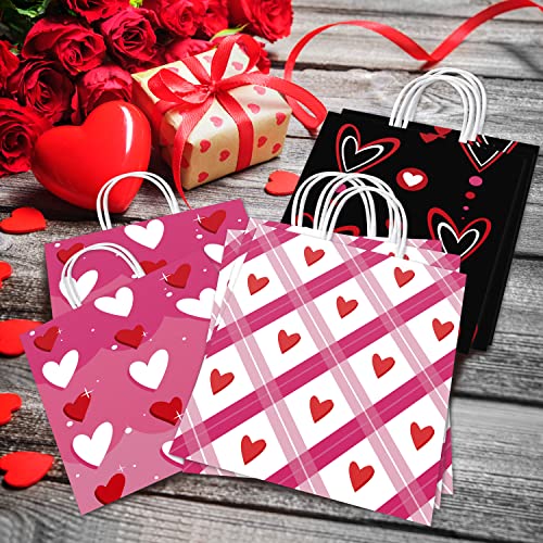 JOYIN 48 PCs Valentine's Day Red Pink Gift Bags with Handle 7.2x9 inch, Paper Wrapping Kraft Bags for Funny Gifts Novelty Gifts Valentines Day Gift Bags Giving