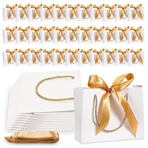 eaasty 50 pack gift bags with handles bulk wedding shower favor gift bags white paper thank you gift bags with bow ribbon wedding guest bridesmaid welcome gift bags birthday party favor bags